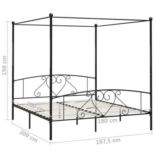 Sengestel til himmelseng 180 x 200 cm metal sort
