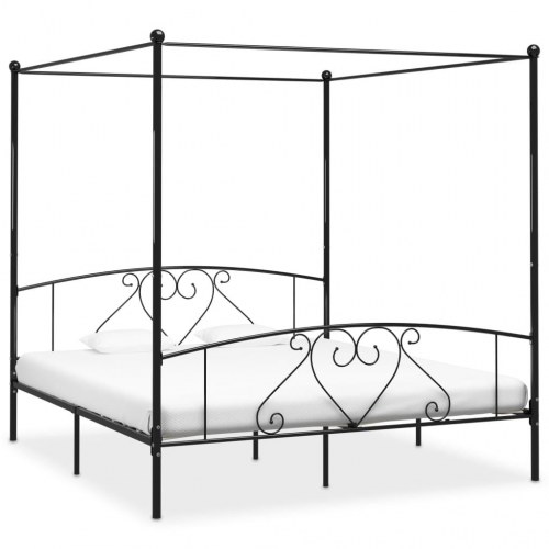 Himmelseng - sengestel i metal 200 x 200 cm, sort