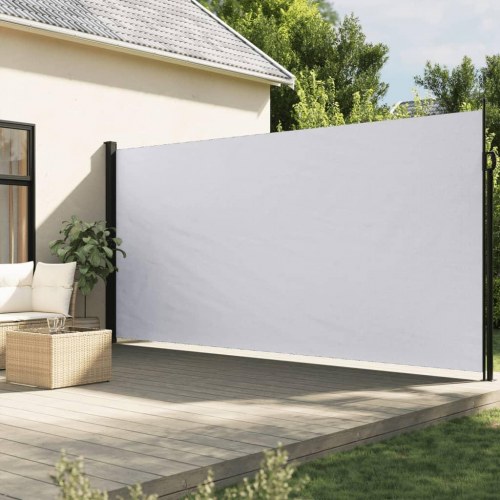Sammenrullelig sidemarkise 200 × 500 cm - hvid
