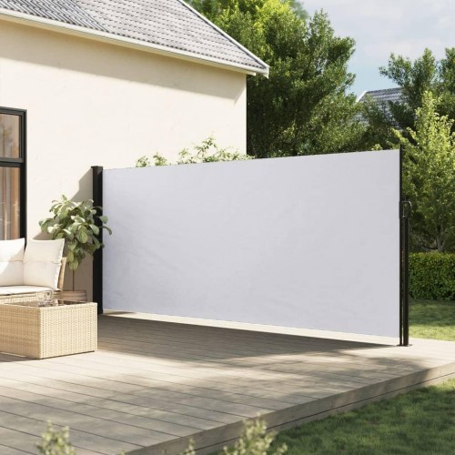 Sammenrullelig sidemarkise 180 × 500 cm - hvid privatlivsskærm