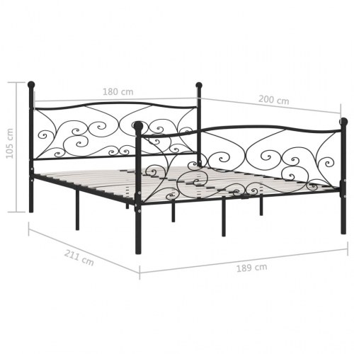 Sengestel med lamelbund 180 x 200 cm - metal, sort