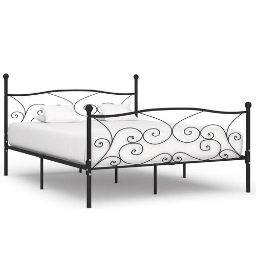 Sengestel med lamelbund 200 x 200 cm metal sort