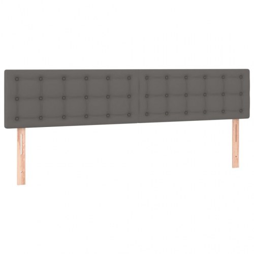 Kontinentalseng med LED-lys 160x200 cm - kunstlæder, grå