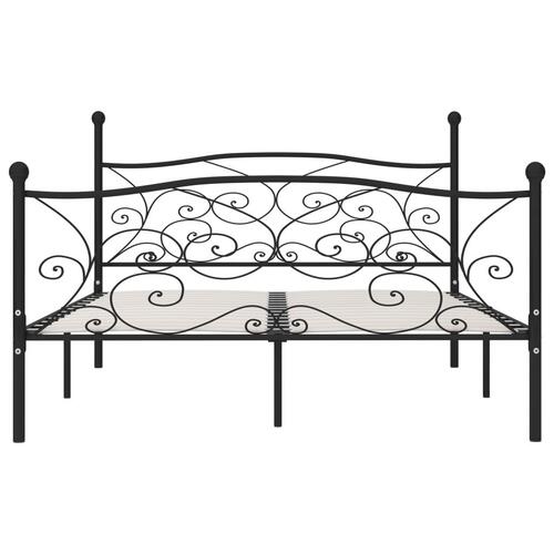 Sengestel med lamelbund 200 x 200 cm metal sort