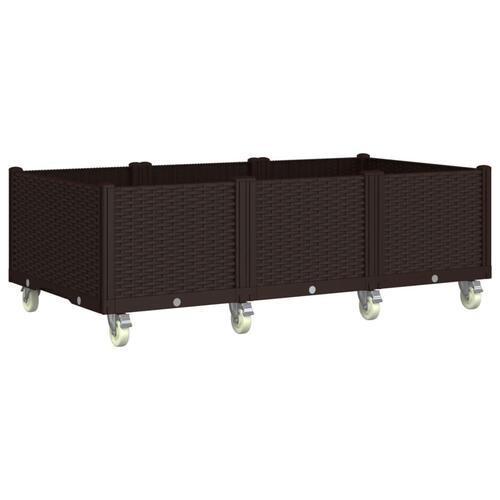 Plantekasse med hjul 150x80x54 cm PP brun