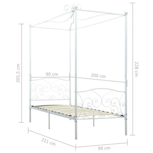 Sengestel til himmelseng 90 x 200 cm metal hvid
