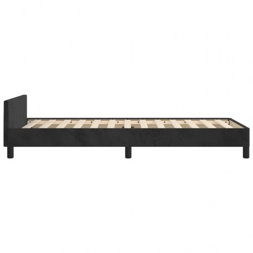 Sengeramme med sengegavl 90×190 cm - fløjl, sort