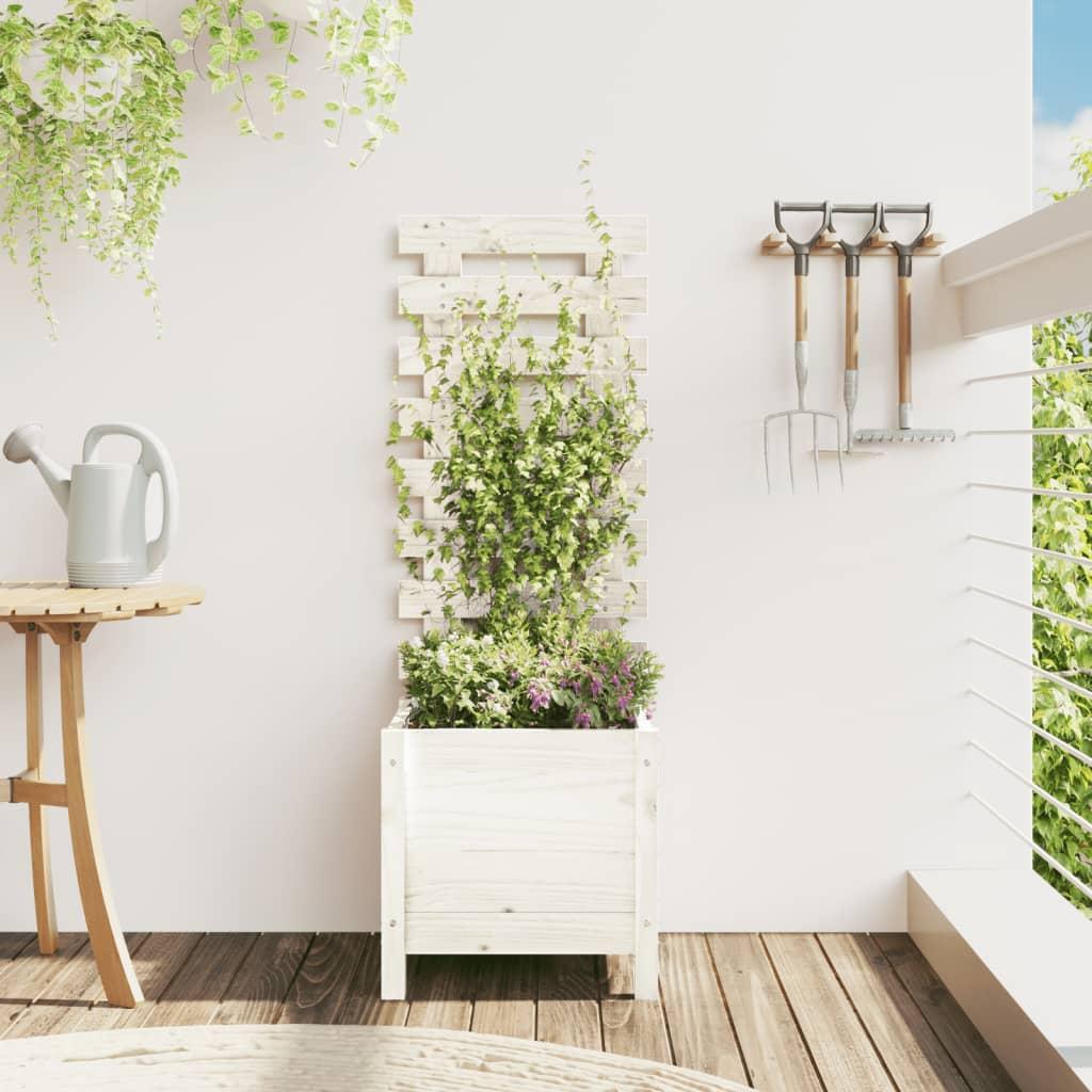 Plantekasse Med Stativ 39x39 5x114 Massivt Fyrretræ Hvid