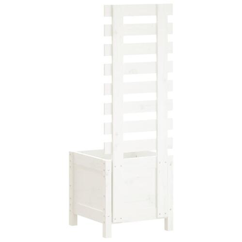 Plantekasse med stativ 39x39,5x114 cm massivt fyrretræ hvid