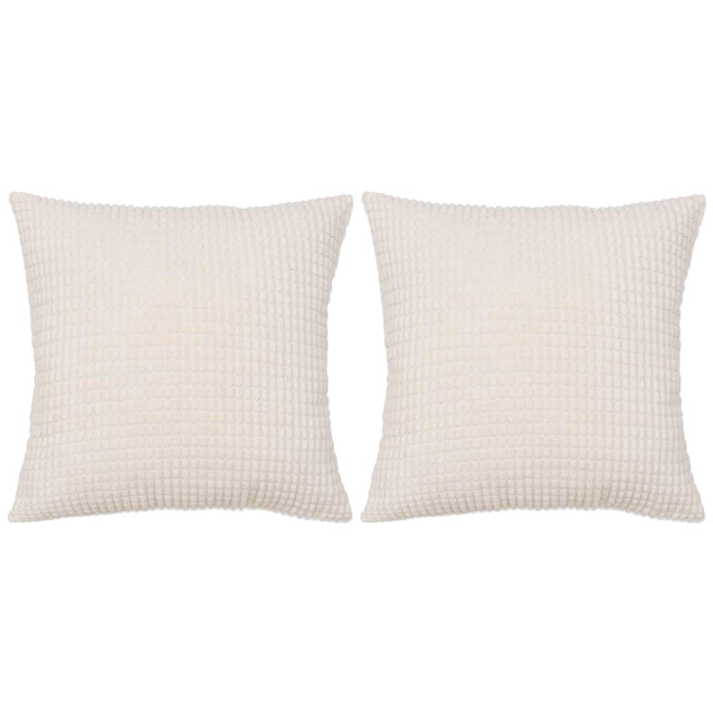 Pudesæt 2 stk. velour 45 x 45 cm råhvid