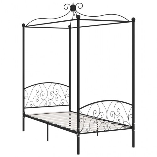 Sengestel til himmelseng 100 x 200 cm i metal - sort