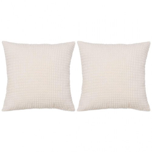 Pudesæt 2 stk. velour 60 x 60 cm råhvid