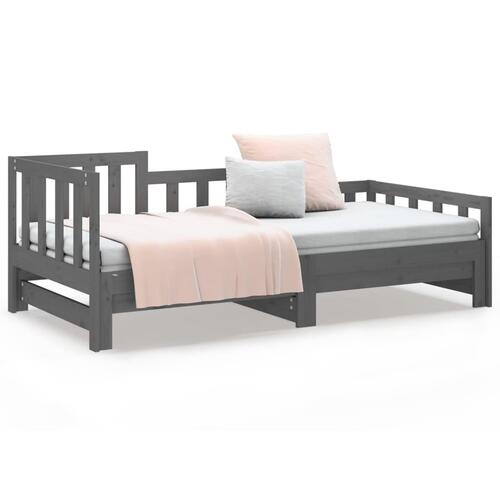 Daybed med udtræk 2x(90x190) cm massivt fyrretræ grå