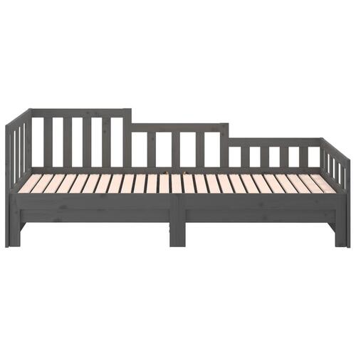 Daybed med udtræk 2x(90x190) cm massivt fyrretræ grå