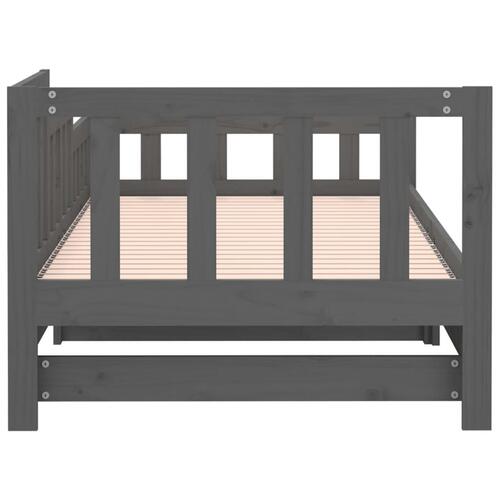 Daybed med udtræk 2x(90x190) cm massivt fyrretræ grå