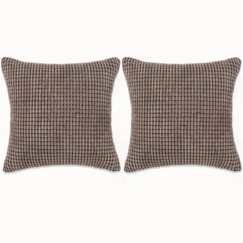 Pudesæt 2 stk. velour 45 x 45 cm brun