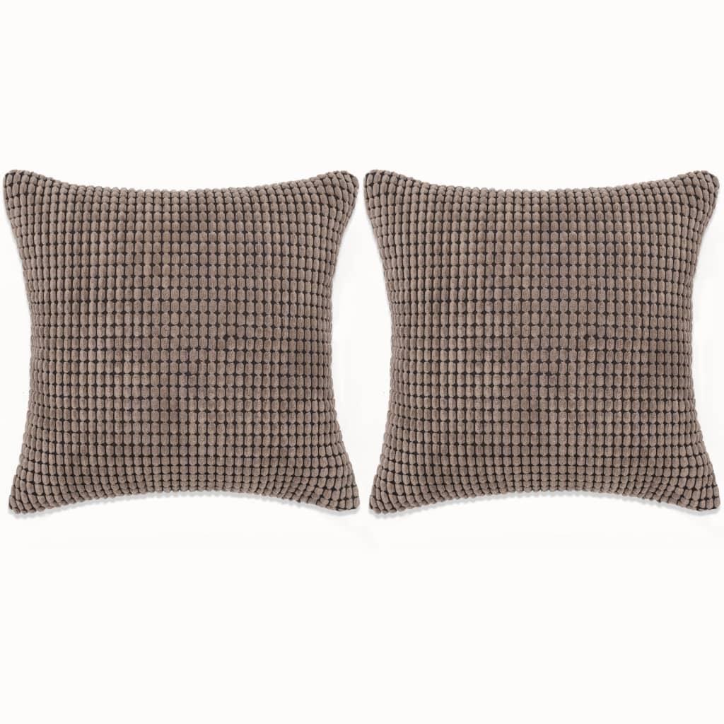 Pudesæt 2 stk. velour 45 x 45 cm brun
