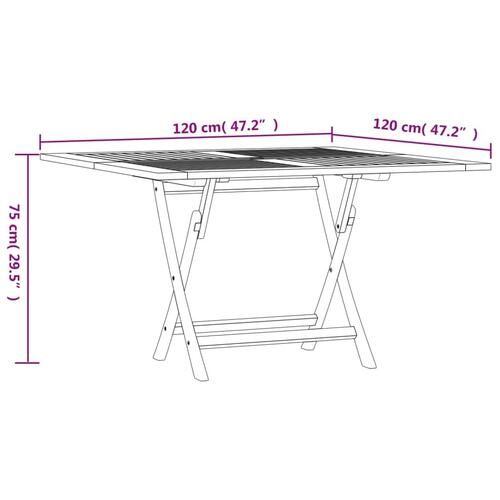 Foldbart havebord 110x110x75 cm massivt teaktræ
