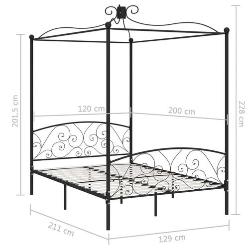 Sengestel til himmelseng 120 x 200 cm metal sort