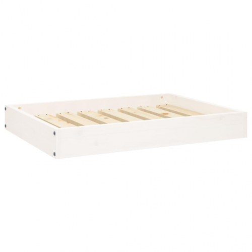 Hundeseng i massivt fyrretræ - 71,5 × 54 × 9 cm, hvid