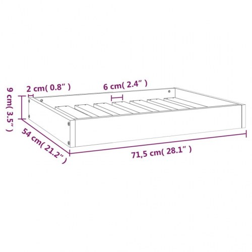 Hundeseng i massivt fyrretræ - 71,5 × 54 × 9 cm, hvid