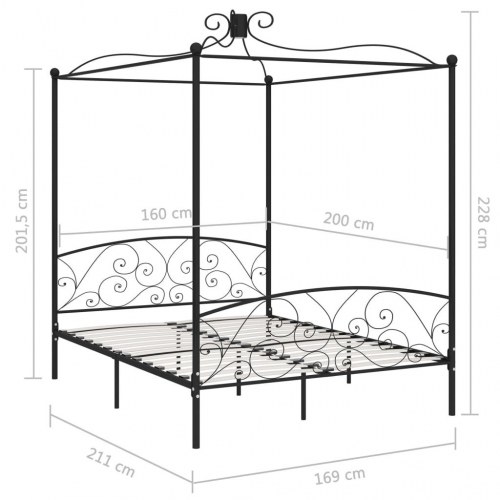 Himmelseng sengeramme 160 x 200 cm - metal, sort