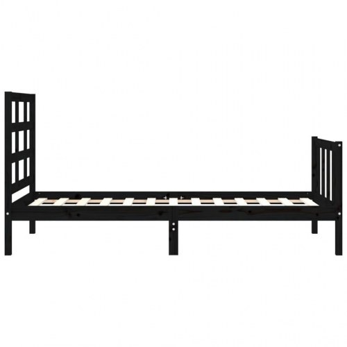 Sengeramme med sengegavl 90x190 cm massivt træ sort
