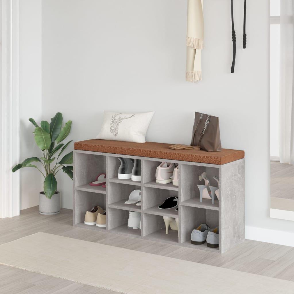 Skobænk 103x30x48 cm konstrueret træ betongrå
