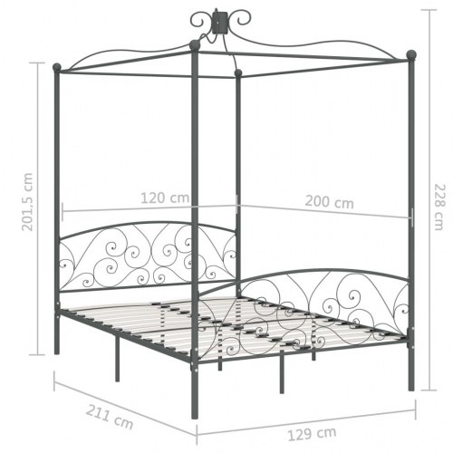 Sengestel til himmelseng 120 x 200 cm metal grå