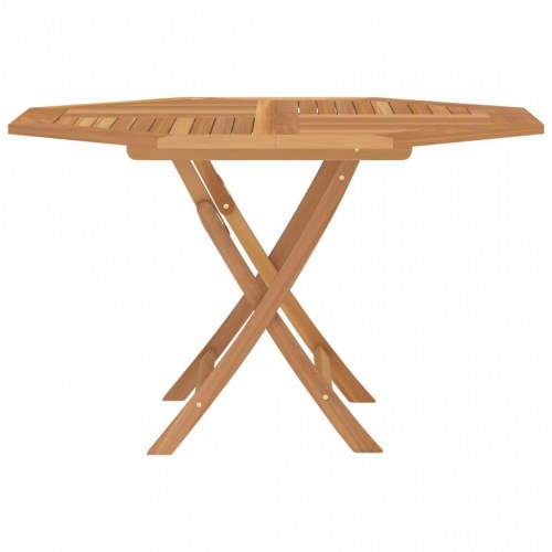 Foldbart havebord i massivt teaktræ - 110 × 110 × 75 cm, ottekantet med parasolhul