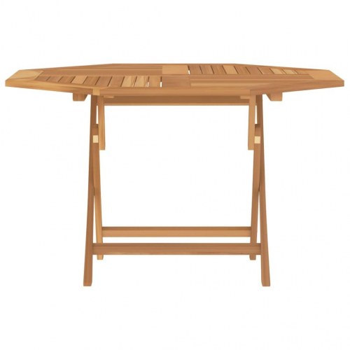 Foldbart havebord i massivt teaktræ - 110 × 110 × 75 cm, ottekantet med parasolhul
