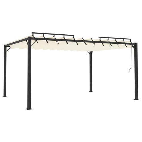 Pavillon med lameltag 3x4 m aluminium og stof cremefarvet