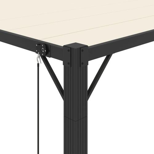 Pavillon med lameltag 3x4 m aluminium og stof cremefarvet