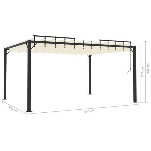 Pavillon med lameltag 3x4 m aluminium og stof cremefarvet