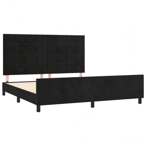 Sengeramme med sengegavl 180x200 cm - fløjl, sort