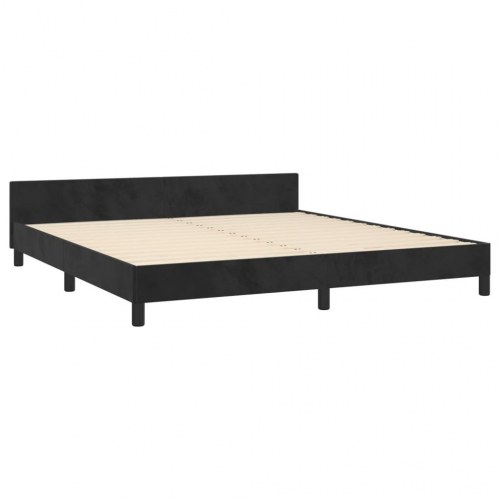 Sengeramme med sengegavl 180x200 cm - fløjl, sort