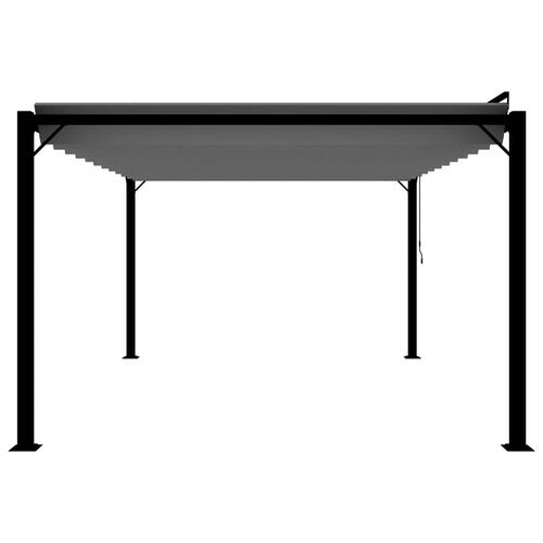 Pavillon med lameltag 3x4 m aluminium og stof antracitgrå