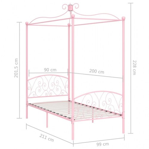 Himmelseng sengestel 90 x 200 cm i metal - pink