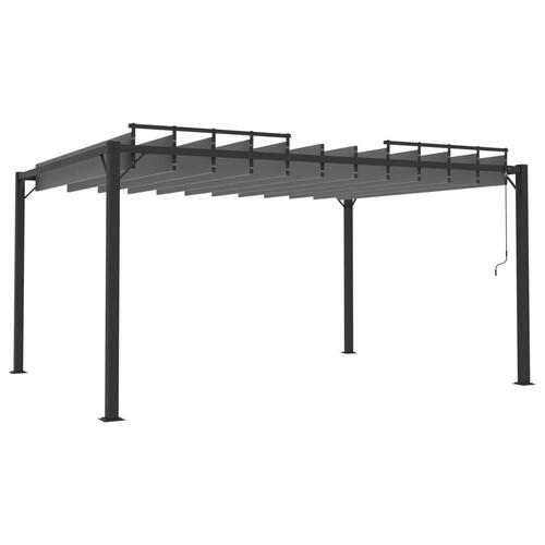 Pavillon med lameltag 3x4 m aluminium og stof antracitgrå