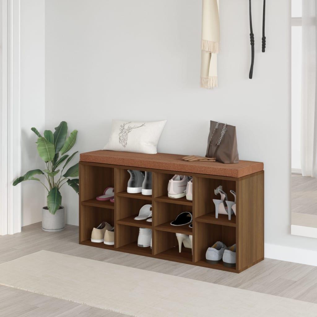 Skobænk 103x30x48 cm konstrueret træ Brun egetræ