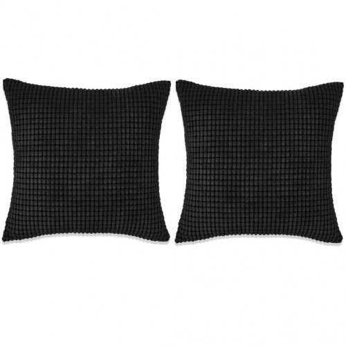 Pudesæt 2 stk. velour 60 x 60 cm sort