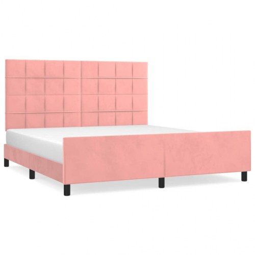 Sengeramme med sengegavl 180x200 cm - fløjl, pink