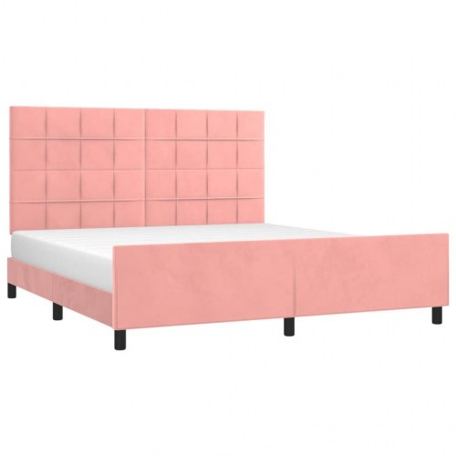 Sengeramme med sengegavl 180x200 cm - fløjl, pink