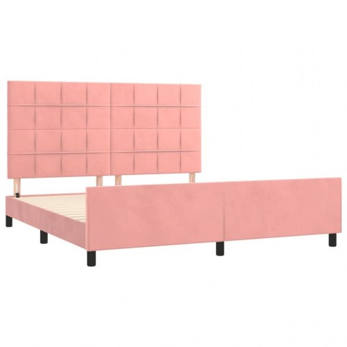 Sengeramme med sengegavl 180x200 cm - fløjl, pink