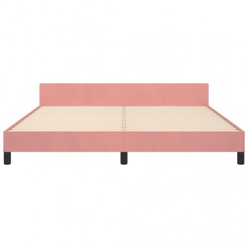 Sengeramme med sengegavl 180x200 cm - fløjl, pink