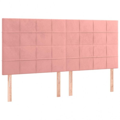 Sengeramme med sengegavl 180x200 cm - fløjl, pink
