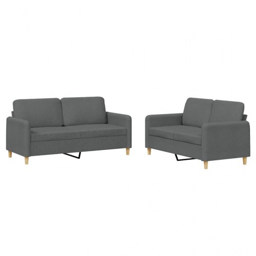 Sofasæt 2-dele i stof med hynder - mørkegrå