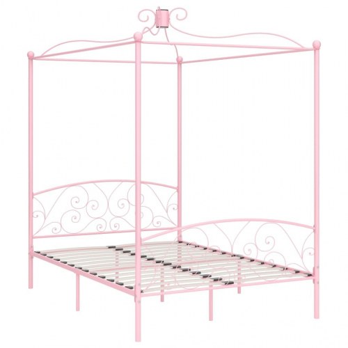 Sengestel til himmelseng 140 x 200 cm - metal, lyserød