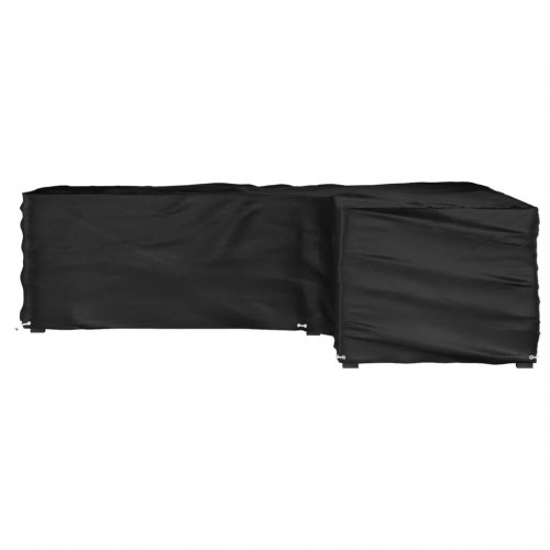 L-formet havemøbelovertræk 250 × 250 × 70 cm - 16 øjer, PE, sort