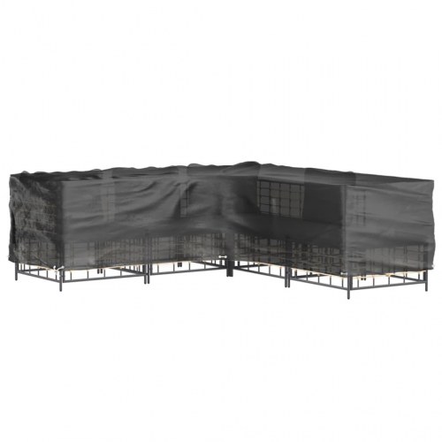 L-formet havemøbelovertræk 250 × 250 × 70 cm - 16 øjer, PE, sort